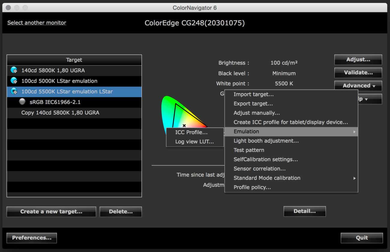 Color Navigator 6 – Emulation Profile Main